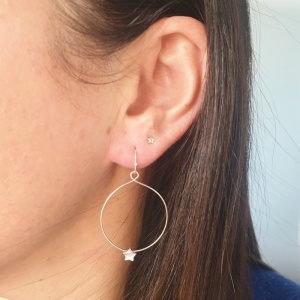 Star Hoop Earrings - Silver